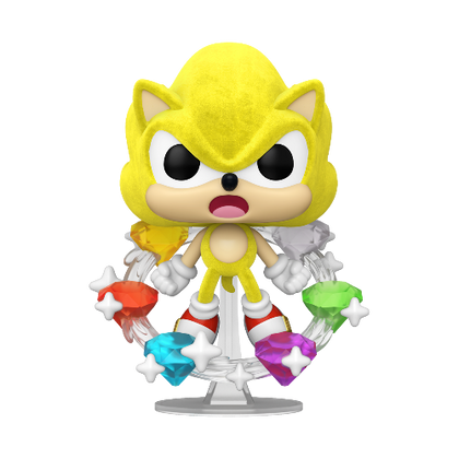 Sonic the Hedgehog Super Sonic with Chaos Emeralds Flocked US Exclusive Pop! Vinyl