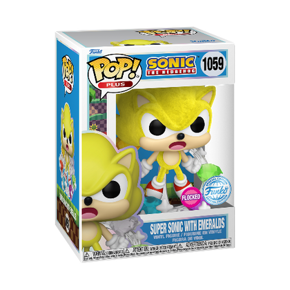 Sonic the Hedgehog Super Sonic with Chaos Emeralds Flocked US Exclusive Pop! Vinyl