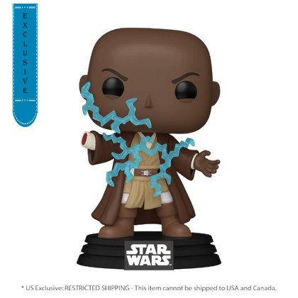 Star Wars Revenge of the Sith Mace Windu Electricity US Exclusive Glow Pop! Vinyl