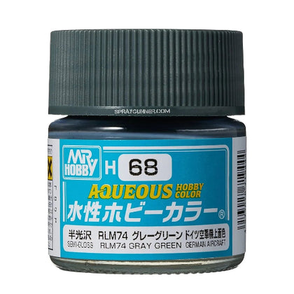 Mr Hobby Aqueous Color Paint H-068 Semi-Gloss German Aircraft RLM74 Gray Green