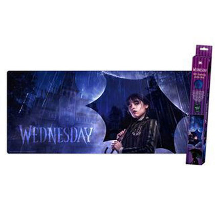 Wednesday 90 x 40cm Desk Gaming Mat Downpour