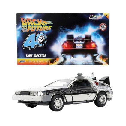 Back To The Future Delorean Time Machine Chrome 1:24 Scale Diecast Vehicle