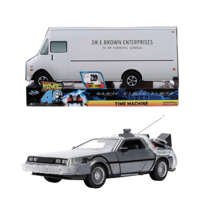Back To The Future Delorean Time Machine with Truck Packaging 1:24 Scale Diecast Vehicle