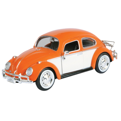 Motormax VW Volkswagen Collection 1968 Classic Beetle with Rear Luggage Rack Orange 1:24 Scale Diecast Vehicle