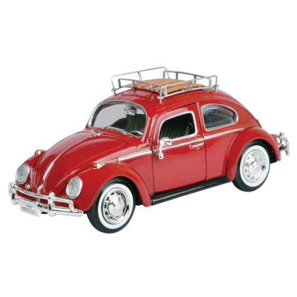 Motormax VW Volkswagen Collection 1966 Classic Beetle with Rear Luggage Rack Red 1:24 Scale Diecast Vehicle