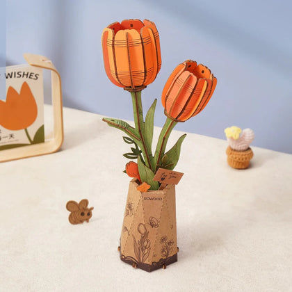 Robotime 3D Wooden Bloom TW081 Orange Tulip