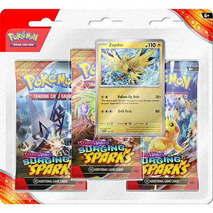 Pokemon TCG Scarlet & Violet Surging Sparks Zapdos Triple Booster Blister