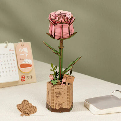 Robotime 3D Wooden Bloom TW041 Pink Rose