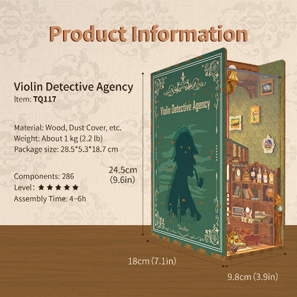 Tonecheer 3D Puzzle Book Nook Kit Violin Detective Agency