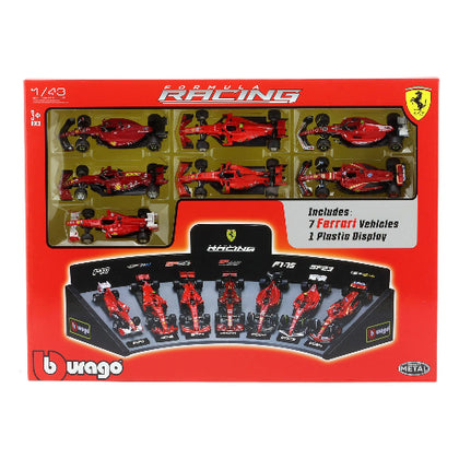 Bburago Formula Racing F1 Ferrari 1:43 Scale Diecast Vehicle 7PC Gift Set Collection