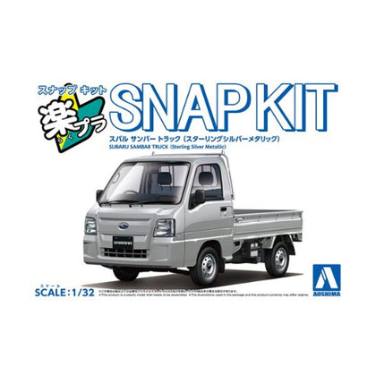 Aoshima Subaru Sambar Truck Metallic Sterling Silver 1:32 Scale Plastic Model Snap Kit