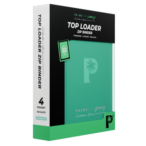 Binder Palms Off Gaming TOP LOADER Zip Binder 4 Pocket Turquoise