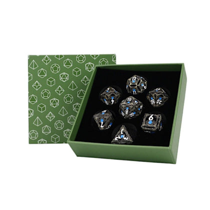 LPG Metal RPG 7 Dice Set Dragon Eye Azure Tarnished Gold/Blue