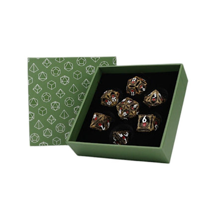 LPG Metal RPG 7 Dice Set Dragon Eye Ember Heirloom Ancient Bronze/Red