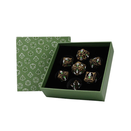 LPG Metal RPG 7 Dice Set Dragon Eye Verdant Heirloom Ancient Bronze/Green