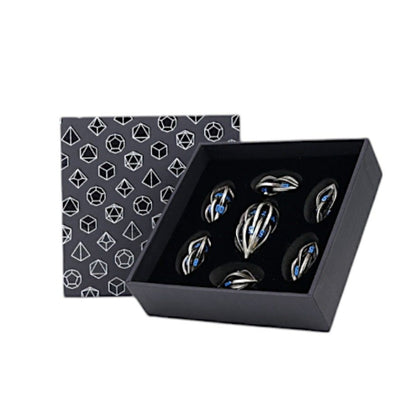 LPG Metal RPG 7 Dice Set Elliptic Hollow Azure Blue