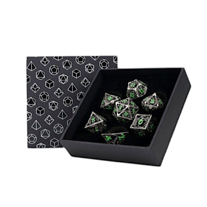 LPG Metal RPG 7 Dice Set Hollow Dragon Verdant Guardian Metal/Green