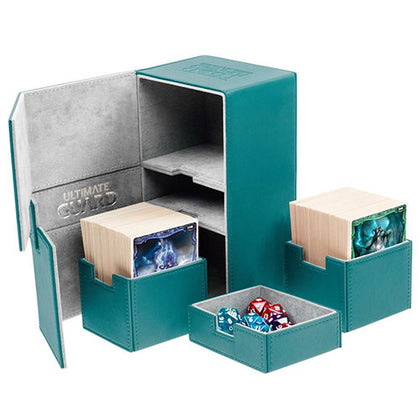 Ultimate Guard Twin Flip n Tray Deck Case 200+ Standard Size XenoSkin Petrol Blue Deck Box