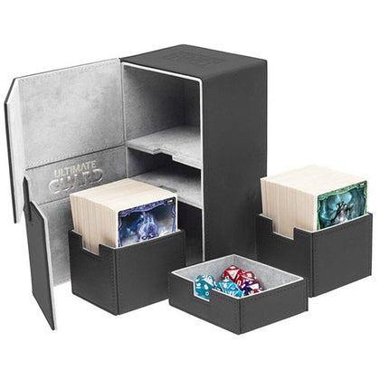 Ultimate Guard Twin Flip n Tray Deck Case 200+ Standard Size XenoSkin Black Deck Box