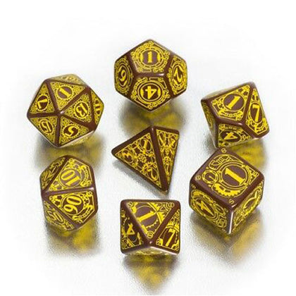 Yellow and Brown Steampunk 7 Die Set