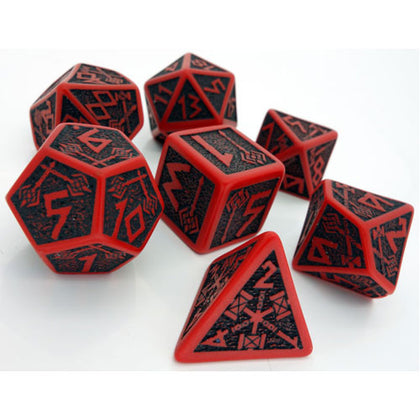 Red and Black Dwarven 7 Die Set