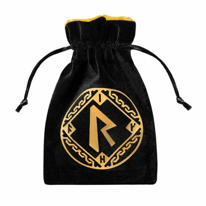 Q Workshop Runic Black & Golden Velour Dice Bag