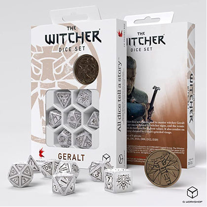 Q Workshop The Witcher Dice Set Geralt The White Wolf Dice Set 7 with Coin