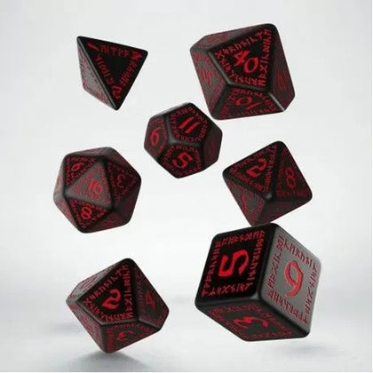 Q Workshop Runic Black & Red Dice Set 7