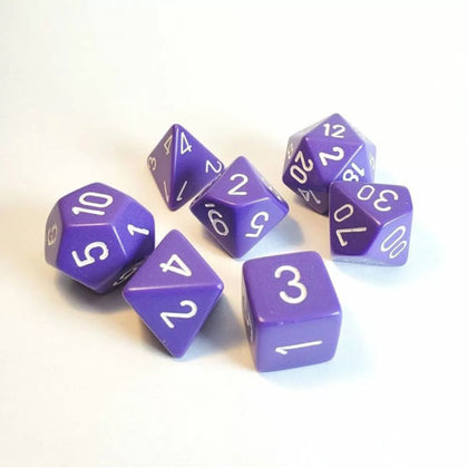 Chessex Opaque Polyhedral Purple/White 7 Die Set