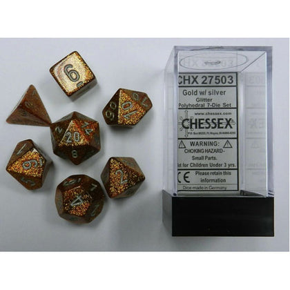 Chessex Glitter Polyhedral Gold/Silver 7 Die Set