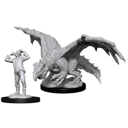 D&D Nolzurs Marvelous Unpainted Green Dragon Wyrmling & Elf