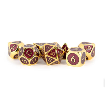 MDG Metal Poly Gold/Purple Enamel 7 Dice Set