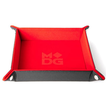 MDG Folding Dice Tray with Leather Backing Red Velvet