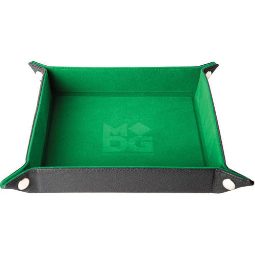 MDG Folding Dice Tray with Leather Backing Green Velvet