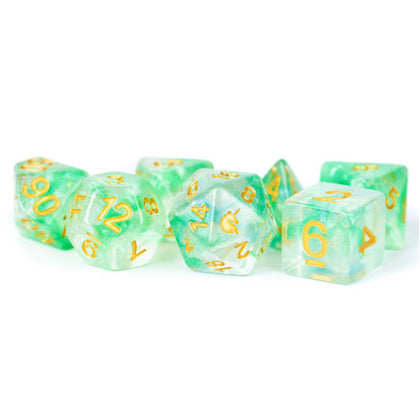 MDG Unicorn Resin Polyhedral Dice Set Icy Everglades