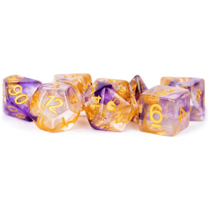 MDG Unicorn Resin Polyhedral Dice Set Royal Sunset