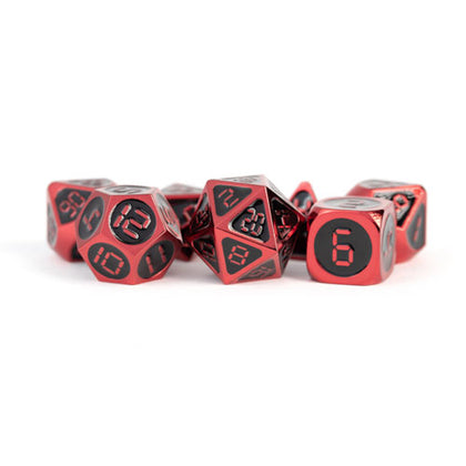 MDG Metal Poly Red/Black Enamel 7 Dice Set