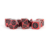MDG Metal Poly Red/Black Enamel 7 Dice Set