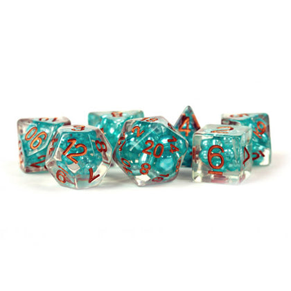 MDG Polyhedral Acrylic Dice Set 16mm Pearl Teal/Copper