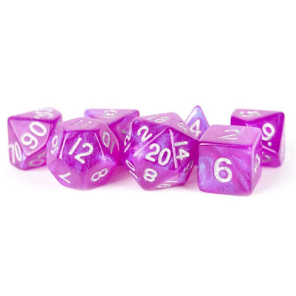 MDG Acrylic 16mm Polyhedral Dice Set Stardust Purple