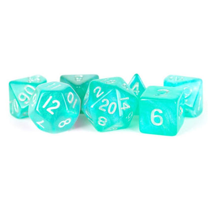 MDG Acrylic 16mm Polyhedral Dice Set Stardust Turquoise