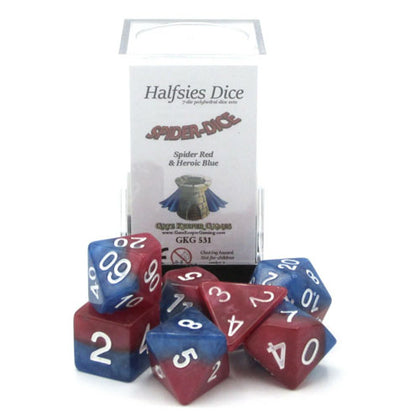 Halfsies Dice 7 Dice Polyhedral Set Spider Dice