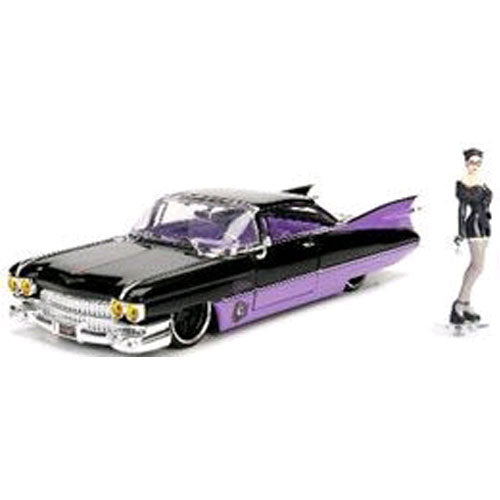 DC Bombshells Catwoman 1959 Cadillac with Figure 1:24 Scale Hollywood Ride Diecast Vehicle