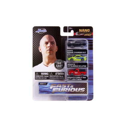 Fast & Furious Nano Pack NV-1 Diecast Vehicles (Charger, Eclipse, Lightning)