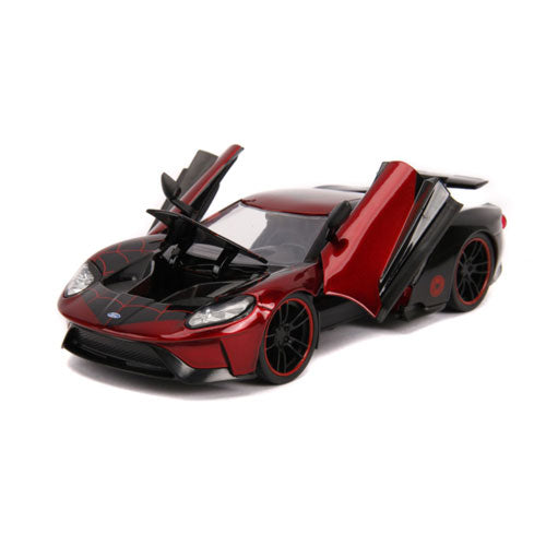 Spider Man Miles Morales 2017 Ford GT with Figure 1:24 Scale Hollywood Ride Diecast Vehicle