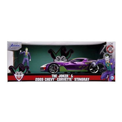 Batman Joker 2009 Corvette with Figure 1:24 Scale Hollywood Ride Diecast Vehicle