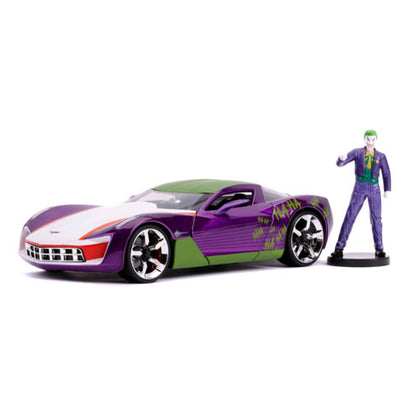 Batman Joker 2009 Corvette with Figure 1:24 Scale Hollywood Ride Diecast Vehicle