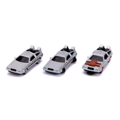 Back To The Future Delorean 3 Pack Nano Hollywood Ride Diecast Vehicles