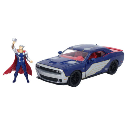 Marvel Thor 2015 Dodge SRT8 Hellcat with Figure 1:24 Scale Hollywood Ride Diecast Vehicle