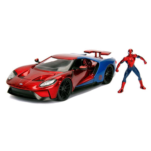 Spider Man 2017 Ford GT with Figure 1:24 Scale Hollywood Ride Diecast Vehicle